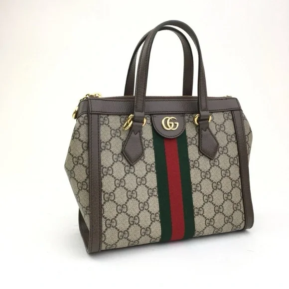 Gucci Beige and Brown Satchel with Red and Green Stripe - Picture 2 of 15